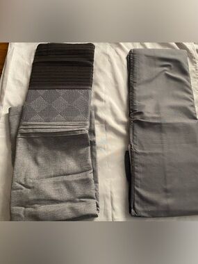 Black/gray pillow shams (2) with king size gray bed skirt